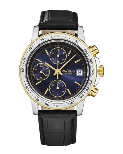 Paul Picot Chronosport Mens Chronograph Automatic Watch P7005a22.222 In Black / Blue / Gold Tone / Yellow