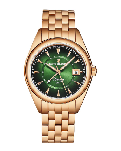 Revue Thommen Heritage Automatic Green Dial Men's Watch 21010.2364 In Gold Tone / Green / Rose / Rose Gold Tone