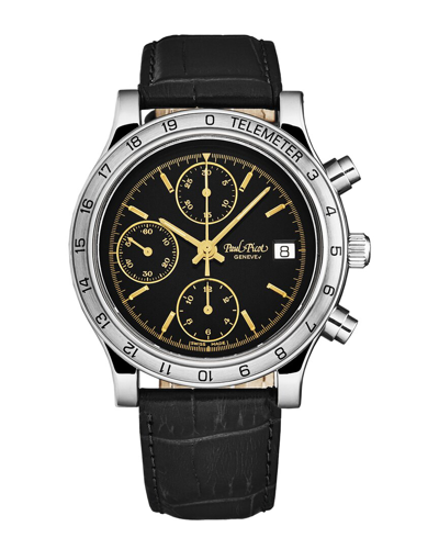 Paul Picot Telemeter Mens Chronograph Automatic Watch P7004a20.332 In Black / Gold Tone / Yellow