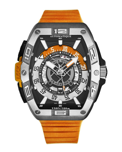 Franck Muller Skafander Automatic Black Dial Mens Watch 46scskfblkorg In Black / Grey / Orange