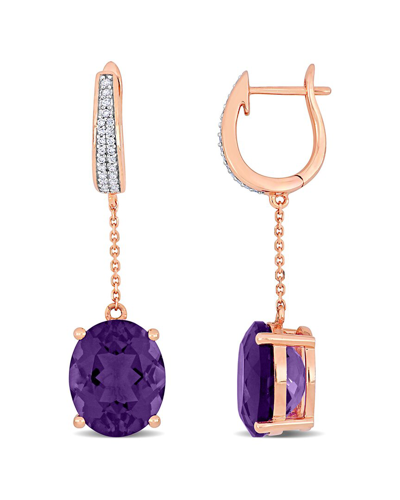 Rina Limor 14k Rose Gold 8.16 Ct. Tw. Diamond & Amethyst Earrings