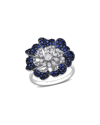 RINA LIMOR RINA LIMOR 14K 1.85 CT. TW. DIAMOND & BLUE SAPPHIRE FLORAL RING