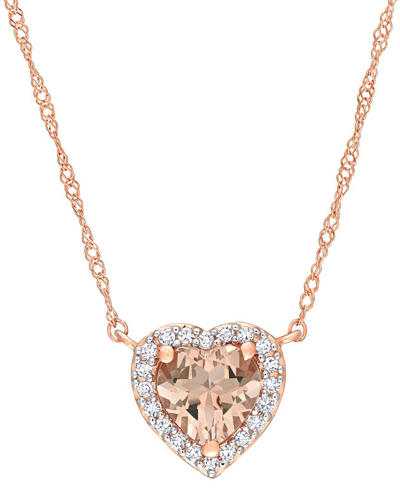 Rina Limor 14k Rose Gold 0.75 Ct. Tw. Diamond & Morganite Halo Pendant