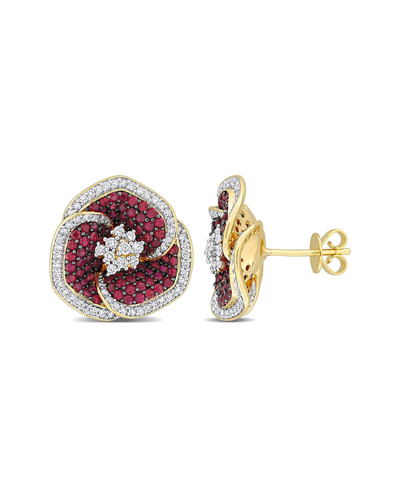 Rina Limor 14k 2.88 Ct. Tw. Diamond & Ruby Earrings