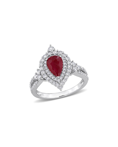 Rina Limor 14k 2.07 Ct. Tw. Diamond & Ruby Halo Ring