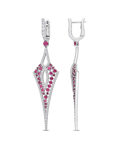 Rina Limor 14k 3.16 Ct. Tw. Diamond & Ruby Drop Earrings