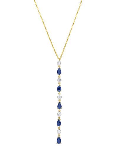 Rina Limor 10k 1.48 Ct. Tw. Diamond & Blue Sapphire Necklace