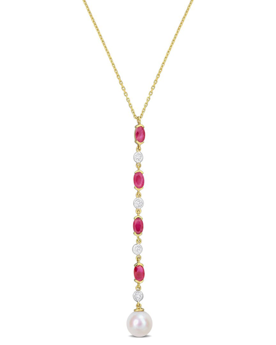 Rina Limor 10k 1.18 Ct. Tw. Diamond & Ruby 8mm Necklace