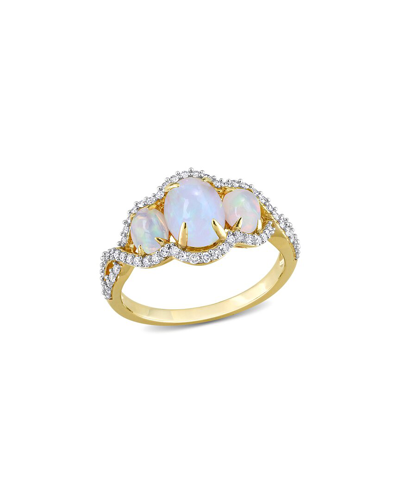 Rina Limor 10k 1.54 Ct. Tw. Diamond & Ethiopian Opal 3-stone Ring