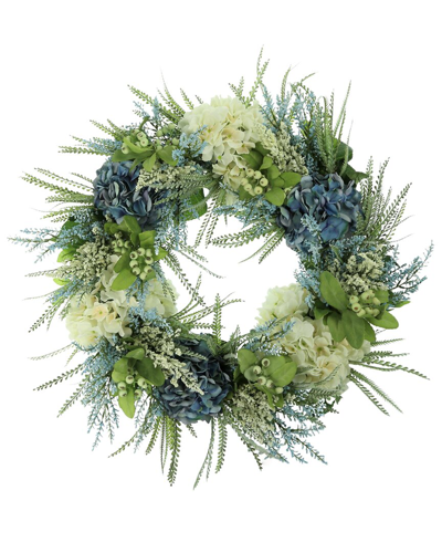 Creative Displays 28in Hydrangea, Heather & Berry Wreath In Blue