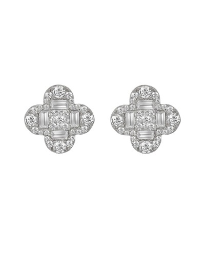 Diana M. Fine Jewelry 14k 1.30 Ct. Tw. Diamond Flower Earrings In Silver
