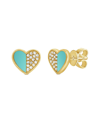Diana M. 14k Yg 1.70gr Stud Earrings 32 Diamonds 0.11 2 Turquoise 3.00