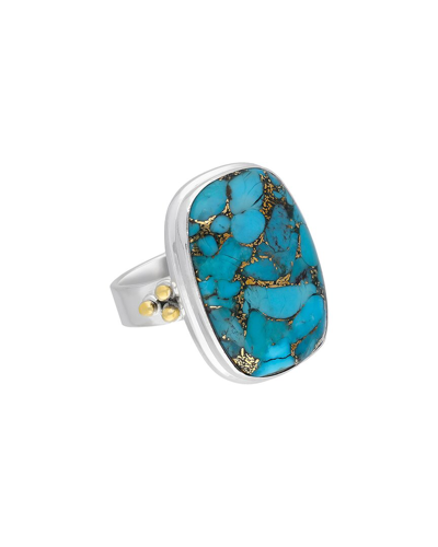 Tiramisu Silver 12.75 Ct. Tw. Blue Copper Turquoise Ring