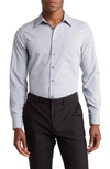 Tom Baine Solid Performance Long Sleeve Button-up Shirt In Silver