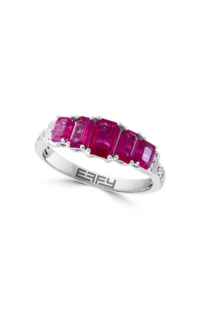 Effy Sterling Silver Diamond & Semiprecious Stone Ring In Red