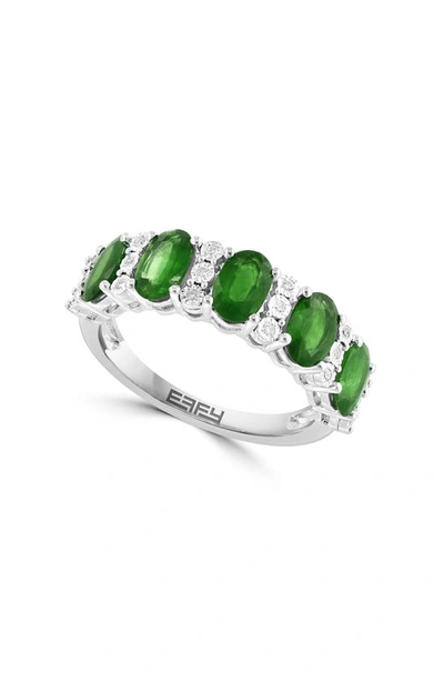 Effy Sterling Silver Diamond Ring In Green