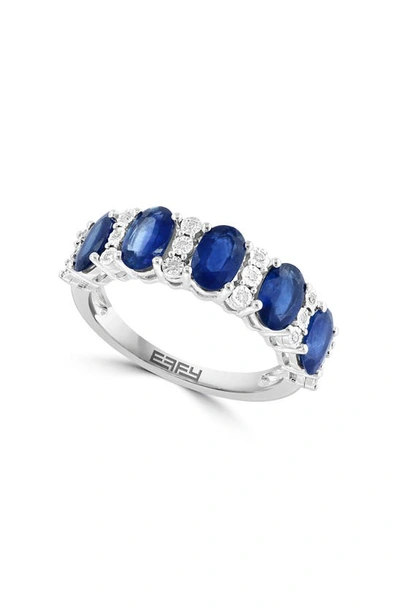 Effy Sterling Silver Diamond Ring In Blue