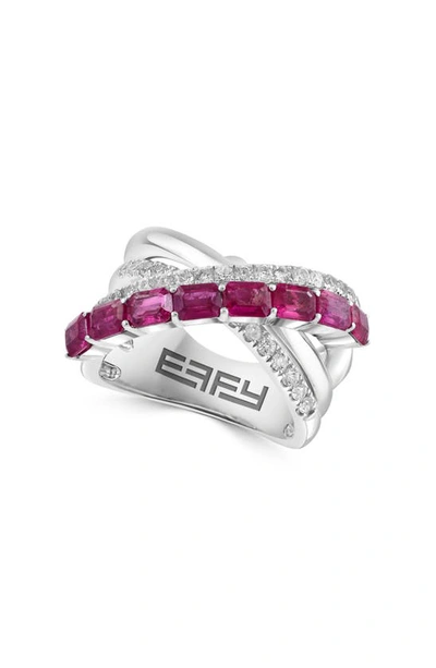 Effy Sterling Silver Stone & White Sapphire Ring In Ruby