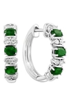 Effy Sterling Silver Sapphire & Diamond Hoop Earrings In Green