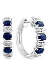 Effy Sterling Silver Sapphire & Diamond Hoop Earrings In Blue