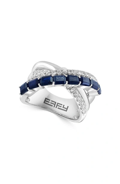 Effy Sterling Silver Stone & White Sapphire Ring In Blue Sapphire