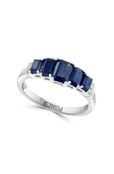 Effy Sterling Silver Sapphire & Diamond Ring In Blue