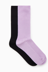 Cos 2-pack Ribbed Socks In Purple