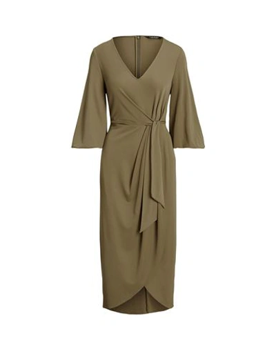 Ralph Lauren Lauren  Stretch Jersey Tie-front Midi Dress Woman Midi Dress Military Green Size 8 Polye In Green