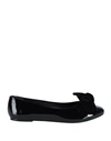 Ballerette Colonna Woman Ballet Flats Black Size 6 Leather, Textile Fibers In Black