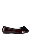 Ballerette Colonna Woman Ballet Flats Burgundy Size 8 Soft Leather, Textile Fibers In Red