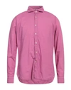 Tintoria Mattei 954 Man Shirt Mauve Size 15 ¾ Cotton In Purple