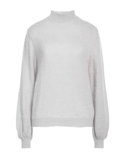 Alberta Ferretti Woman Turtleneck Light Grey Size 4 Mohair Wool, Nylon, Virgin Wool In Grey