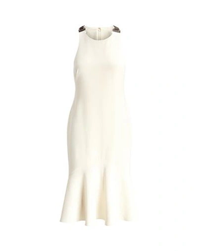 Ralph Lauren Lauren  Woman Midi Dress Cream Size 8 Polyester, Elastane In White