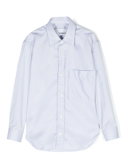 Costumein Kids' Patch-pocket Cotton Shirt In White