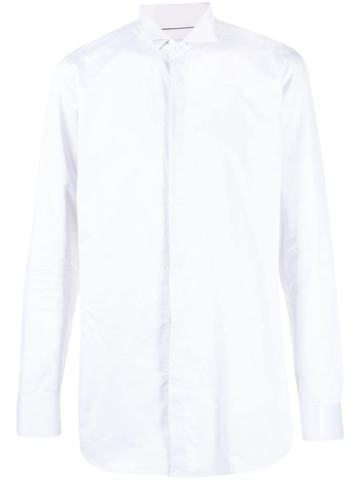 D4.0 Slim-cut Cotton Shirt In Grey
