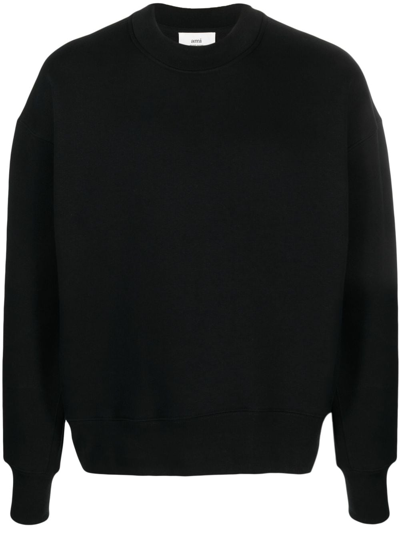 Ami Alexandre Mattiussi Logo-patch Long-sleeved Sweatshirt In Black