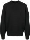 C.p. Company Black Crewneck Sweatshirt With Logo Patch On The Sleeve In Nude