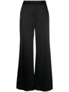 FORTE FORTE MID-RISE SATIN FLARED TROUSERS
