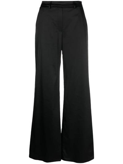 Forte Forte Mid-rise Satin Flared Trousers In Black