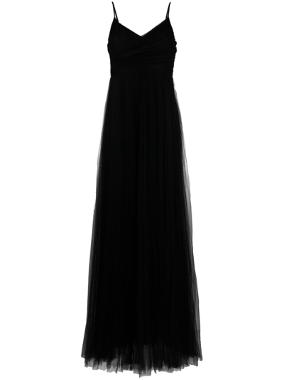 Fabiana Filippi Pleated Tulle Maxi Dress In Black