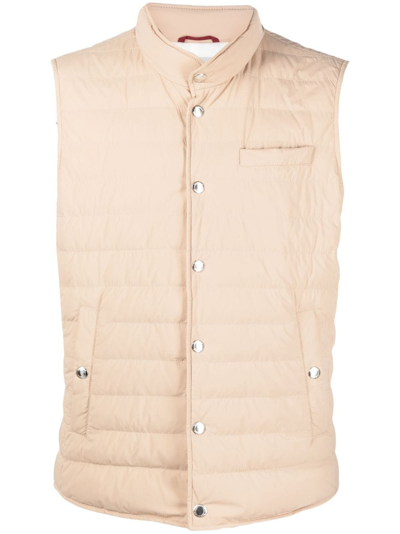 Brunello Cucinelli Quilted Down Gilet In Neutrals