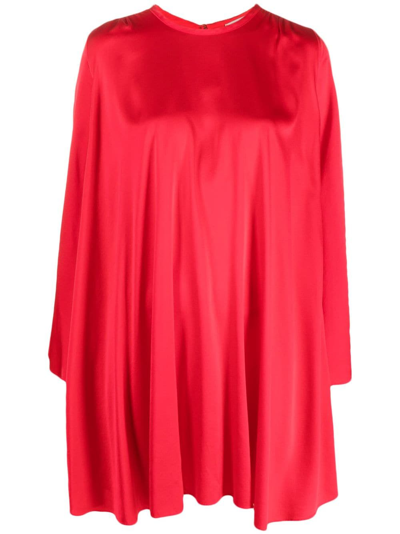 Forte Forte Crew-neck Pleated Minidress In Red