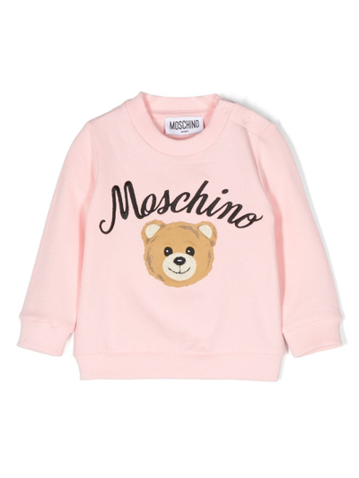 Moschino Babies' Logo-print Long-sleeve Sweatshirt In Pink