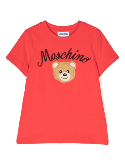 Moschino Kids' Logo-print Short-sleeve T-shirt In Red