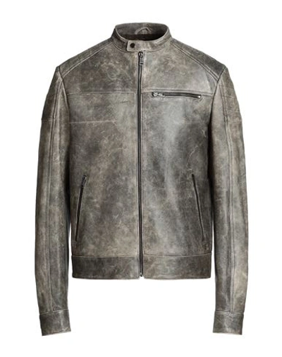 8 By Yoox Leather Padded Racing Jacket Man Jacket Lead Size Xxl Lambskin In Grey