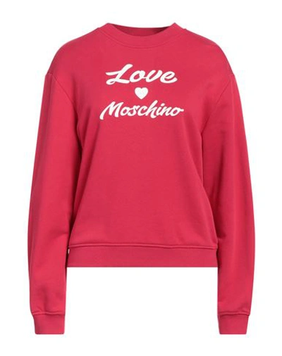 Love Moschino Woman Sweatshirt Coral Size 4 Cotton In Red