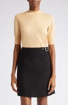 Jil Sander Seamless Short Sleeve Cashmere, Wool & Silk Sweater In Beige