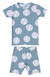 Copper Pearl Slugger Fitted Two-piece Short Pajamas In Blue