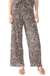 Sanctuary Print Plissé Wide Leg Pants In Safari