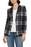 Misook Plaid Tailored Knit Blazer In Black/ White